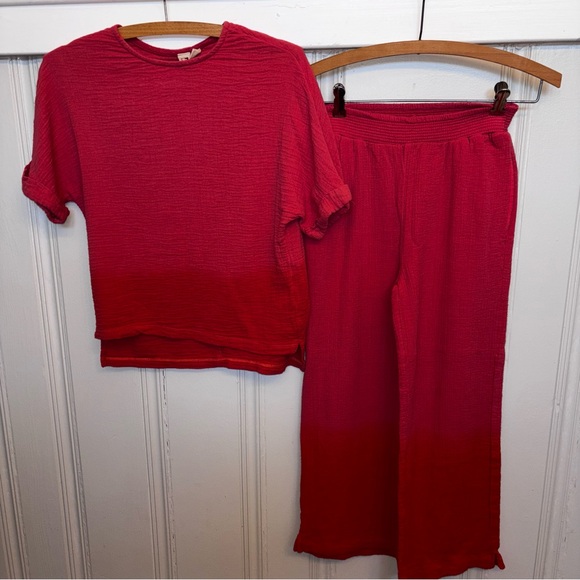 Anthropologie Pants - Dolan Anthropologie XS Muslin pants Set Ombré Sunwashed red-orange beach summer